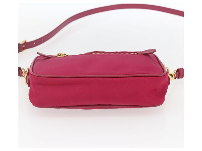 Borsa a Spalla PRADA Nylon Rosa Oro Auth 161682V D'oro - vista 9