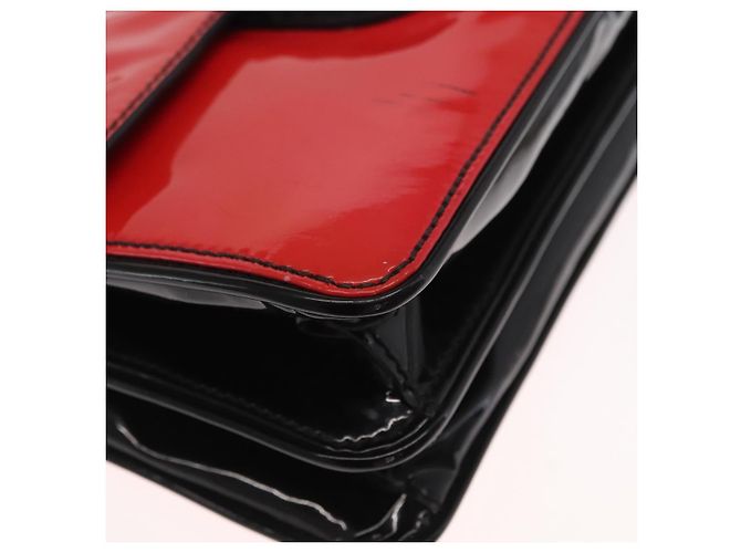 Borsa a Spalla PRADA Smalto 2in1 Rossa Argento Auth 159397 Rosso - vista 10