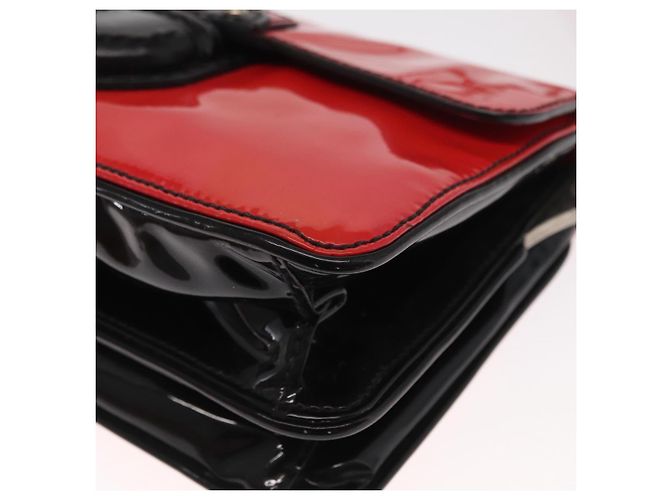 Borsa a Spalla PRADA Smalto 2in1 Rossa Argento Auth 159397 Rosso - vista 11