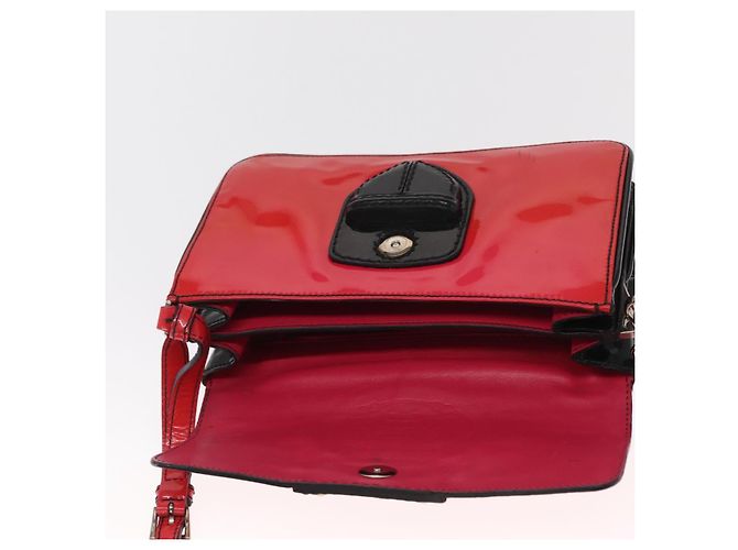 Borsa a Spalla PRADA Smalto 2in1 Rossa Argento Auth 159397 Rosso - vista 16
