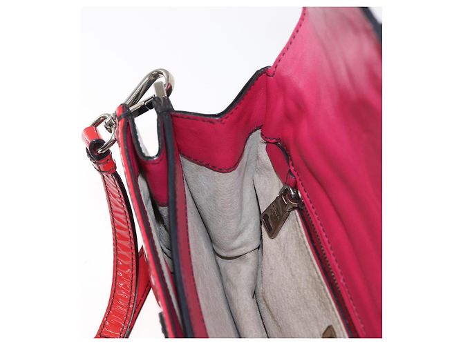 Borsa a Spalla PRADA Smalto 2in1 Rossa Argento Auth 159397 Rosso - vista 21