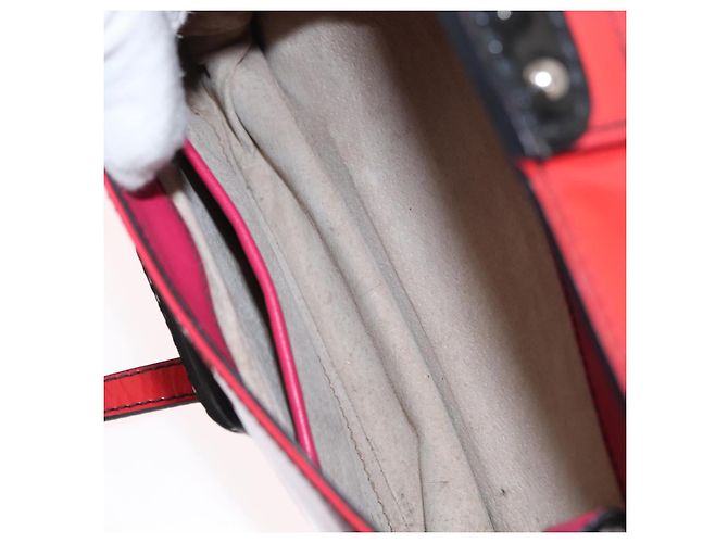 Borsa a Spalla PRADA Smalto 2in1 Rossa Argento Auth 159397 Rosso - vista 22