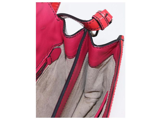 Borsa a Spalla PRADA Smalto 2in1 Rossa Argento Auth 159397 Rosso - vista 24