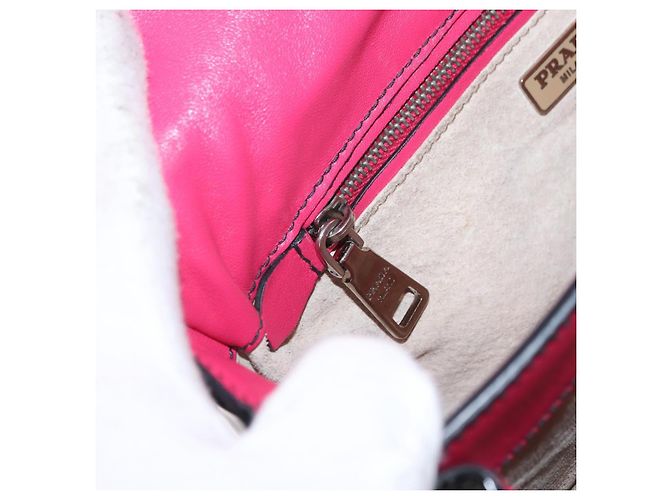 Borsa a Spalla PRADA Smalto 2in1 Rossa Argento Auth 159397 Rosso - vista 25