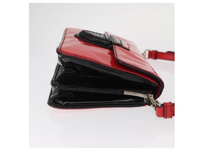 Borsa a Spalla PRADA Smalto 2in1 Rossa Argento Auth 159397 Rosso - vista 4