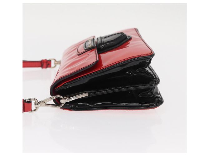 Borsa a Spalla PRADA Smalto 2in1 Rossa Argento Auth 159397 Rosso - vista 5