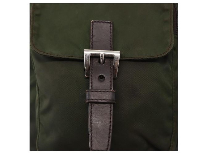 PRADA Schultertasche Nylon Khaki Silber Authentisch bs31900 - Ansicht 14