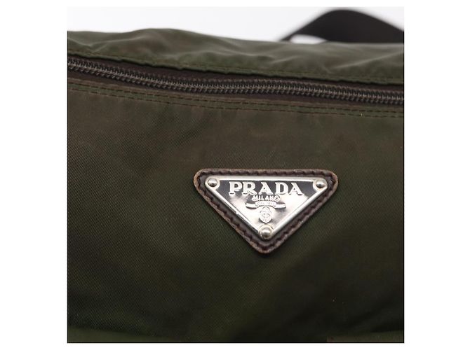 PRADA Schultertasche Nylon Khaki Silber Authentisch bs31900 - Ansicht 15