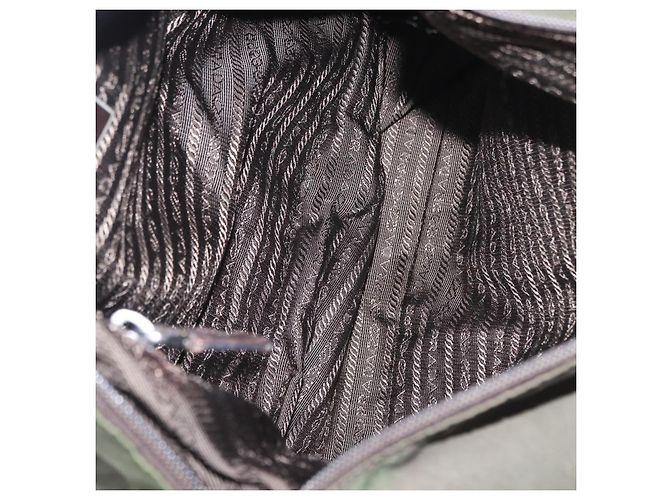 PRADA Schultertasche Nylon Khaki Silber Authentisch bs31900 - Ansicht 17