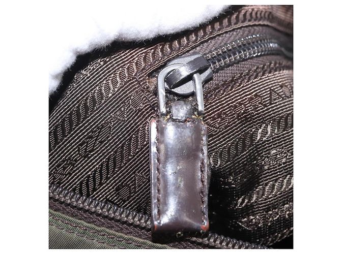 PRADA Schultertasche Nylon Khaki Silber Authentisch bs31900 - Ansicht 21