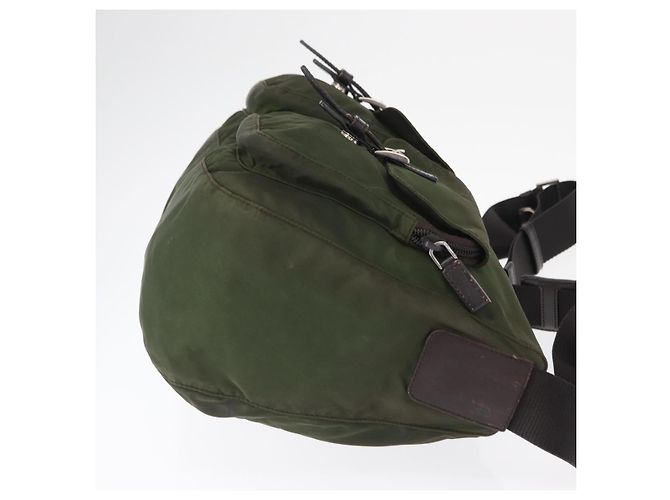 PRADA Schultertasche Nylon Khaki Silber Authentisch bs31900 - Ansicht 4