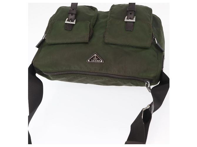 PRADA Schultertasche Nylon Khaki Silber Authentisch bs31900 - Ansicht 6