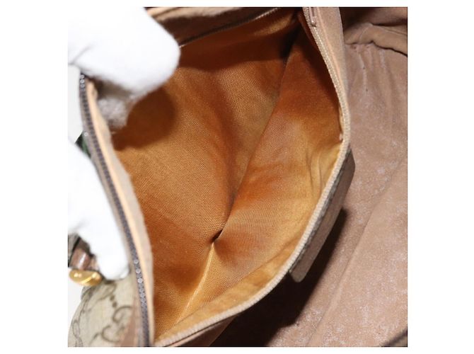Borsa Boston Gucci GG Supreme Web Sherry Line PVC Beige Oro 40 02 006 Auth gh1505 D'oro - vista 21