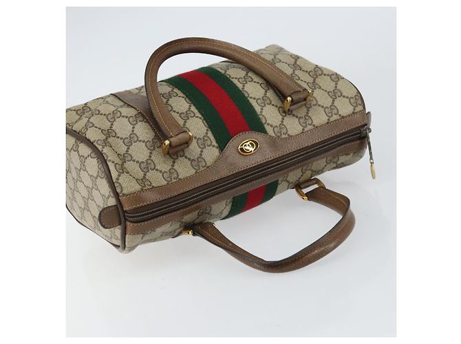 Borsa Boston Gucci GG Supreme Web Sherry Line PVC Beige Oro 40 02 006 Auth gh1505 D'oro - vista 6
