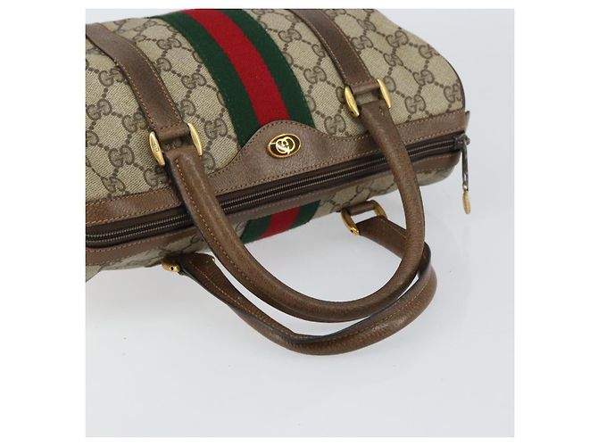 Borsa Boston Gucci GG Supreme Web Sherry Line PVC Beige Oro 40 02 006 Auth gh1505 D'oro - vista 7