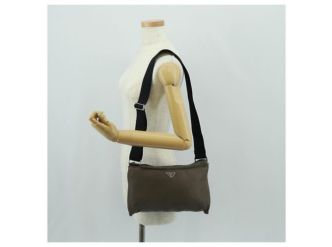 Borsa a Spalla PRADA Nylon Beige Argento Autentica ep12552 - vista 22