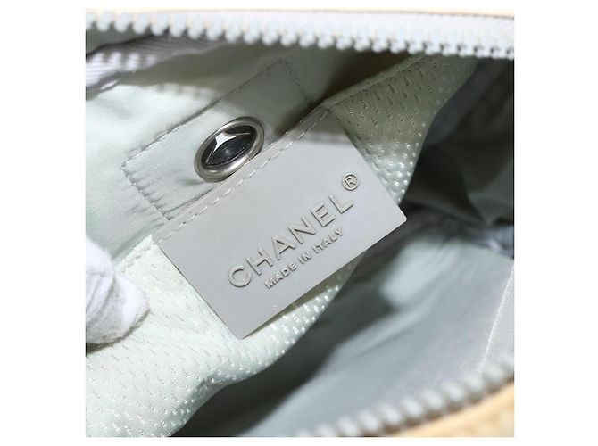 Borsa a Spalla CHANEL Sports Line in Tela Bianca Argento CC Auth BA9407 Bianco - vista 16