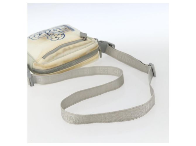 Borsa a Spalla CHANEL Sports Line in Tela Bianca Argento CC Auth BA9407 Bianco - vista 7