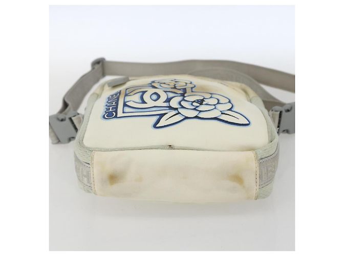 Borsa a Spalla CHANEL Sports Line in Tela Bianca Argento CC Auth BA9407 Bianco - vista 9