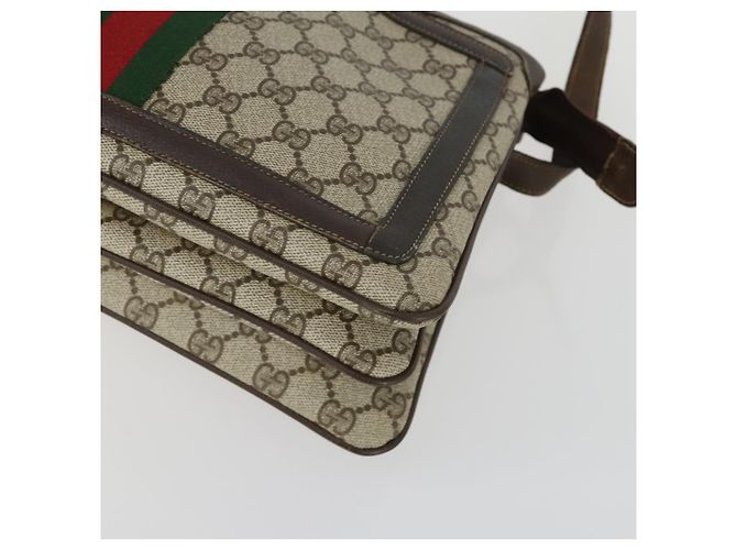 Borsa Sherry Line GG Supreme Web di GUCCI in PVC beige e oro 41 001 4085 Auth 156428 D'oro - vista 10