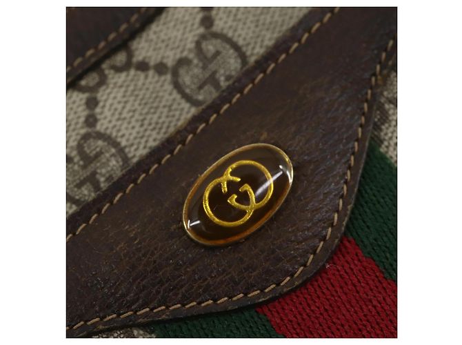 Borsa Sherry Line GG Supreme Web di GUCCI in PVC beige e oro 41 001 4085 Auth 156428 D'oro - vista 14