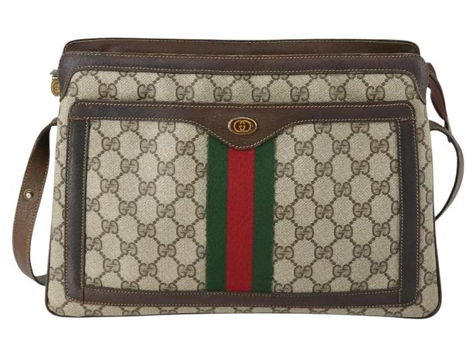 Borsa Sherry Line GG Supreme Web di GUCCI in PVC beige e oro 41 001 4085 Auth 156428 D'oro - vista 2