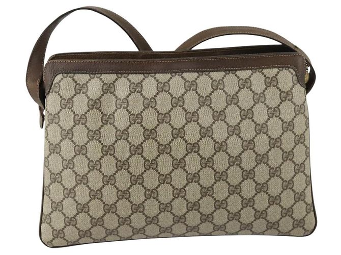 Borsa Sherry Line GG Supreme Web di GUCCI in PVC beige e oro 41 001 4085 Auth 156428 D'oro - vista 3