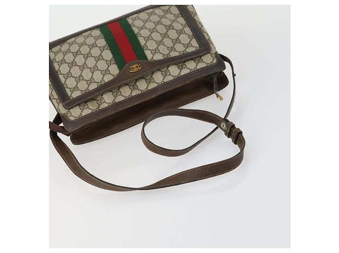 Borsa Sherry Line GG Supreme Web di GUCCI in PVC beige e oro 41 001 4085 Auth 156428 D'oro - vista 7
