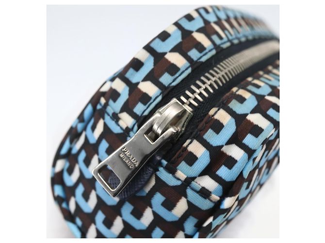 Pochette Prada Nylon Blu Argento Auth 159464 - vista 15