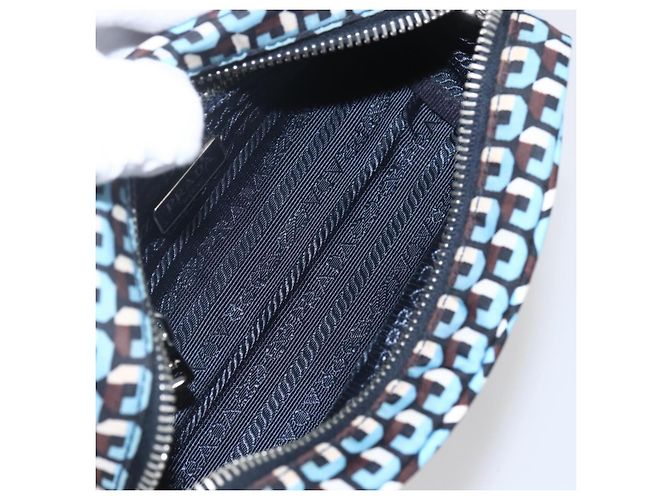 Pochette Prada Nylon Blu Argento Auth 159464 - vista 18