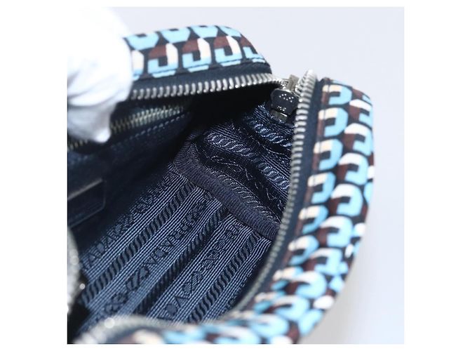 Pochette Prada Nylon Blu Argento Auth 159464 - vista 19