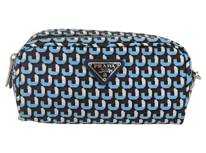 Pochette Prada Nylon Blu Argento Auth 159464 - vista 2