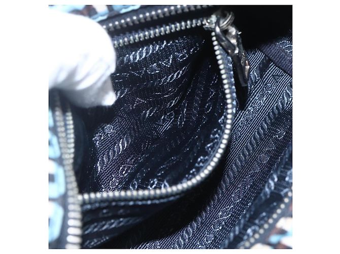 Pochette Prada Nylon Blu Argento Auth 159464 - vista 21