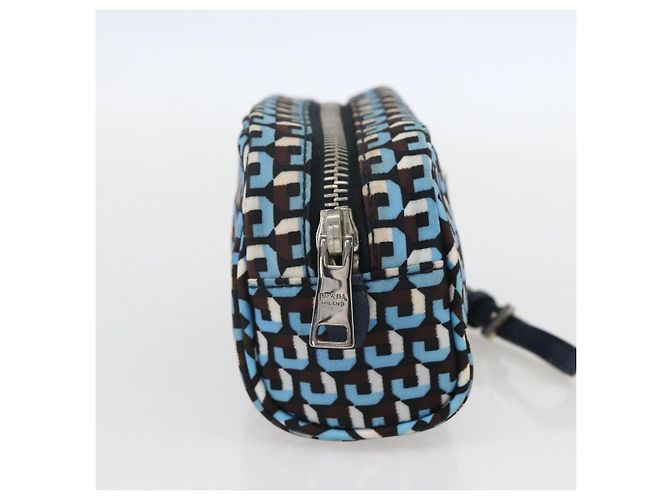 Pochette Prada Nylon Blu Argento Auth 159464 - vista 4