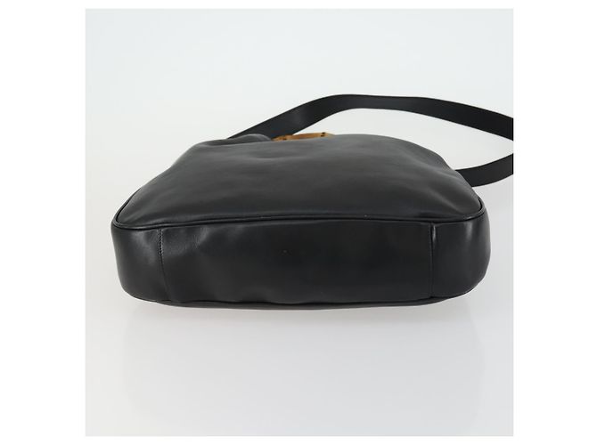 Bolsa de Ombro de Couro Gucci Bamboo 2way Preto Dourado 001 1577 Auth 155471 - vista 11