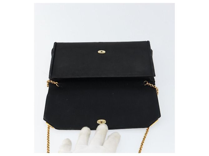 Borsa a Spalla con Catena GUCCI Nylon Nero Oro Auth 158998 D'oro - vista 15