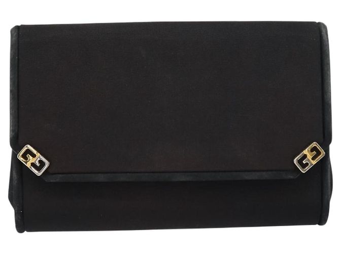 Borsa a Spalla con Catena GUCCI Nylon Nero Oro Auth 158998 D'oro - vista 2