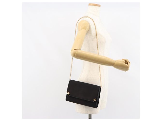 Borsa a Spalla con Catena GUCCI Nylon Nero Oro Auth 158998 D'oro - vista 22