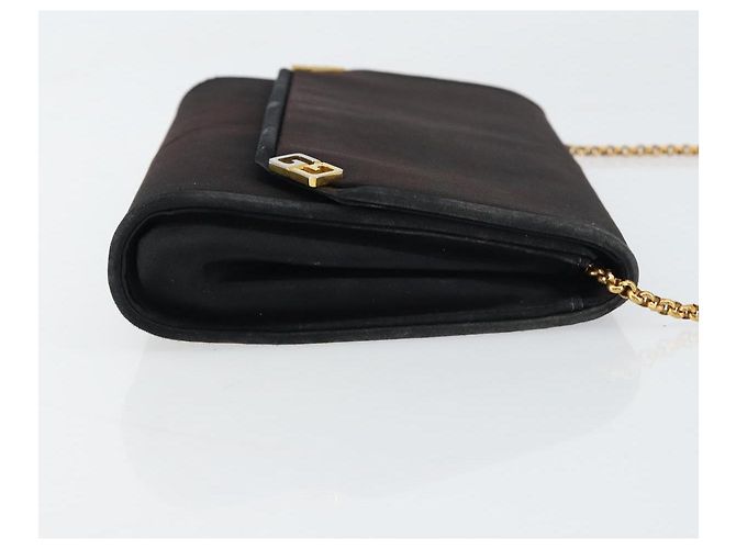 Borsa a Spalla con Catena GUCCI Nylon Nero Oro Auth 158998 D'oro - vista 4