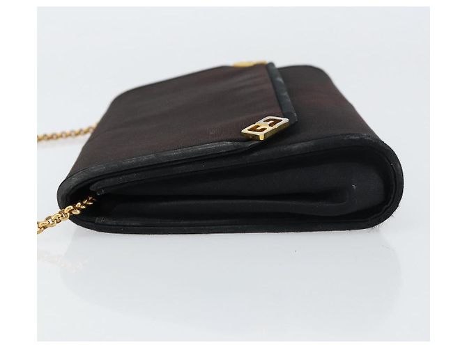 Borsa a Spalla con Catena GUCCI Nylon Nero Oro Auth 158998 D'oro - vista 5