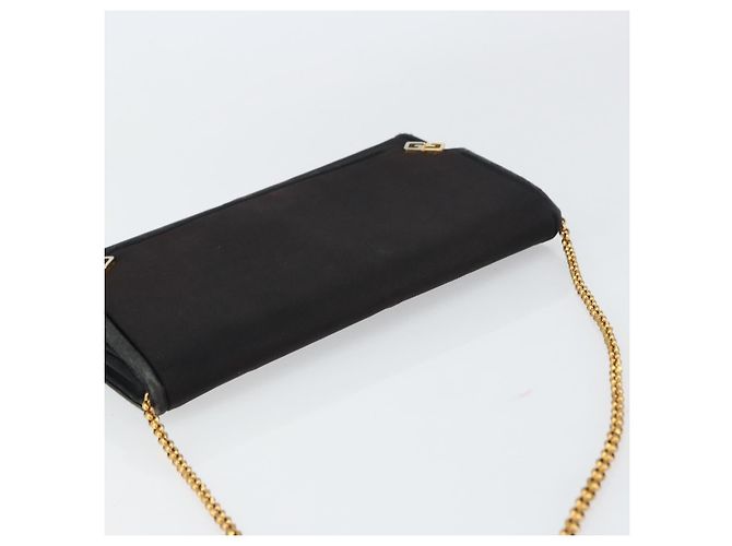 Borsa a Spalla con Catena GUCCI Nylon Nero Oro Auth 158998 D'oro - vista 6
