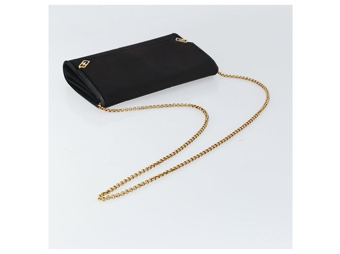 Borsa a Spalla con Catena GUCCI Nylon Nero Oro Auth 158998 D'oro - vista 7