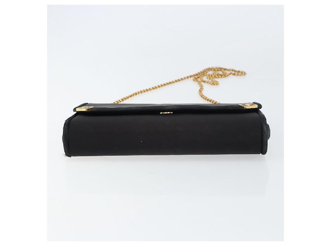 Borsa a Spalla con Catena GUCCI Nylon Nero Oro Auth 158998 D'oro - vista 9