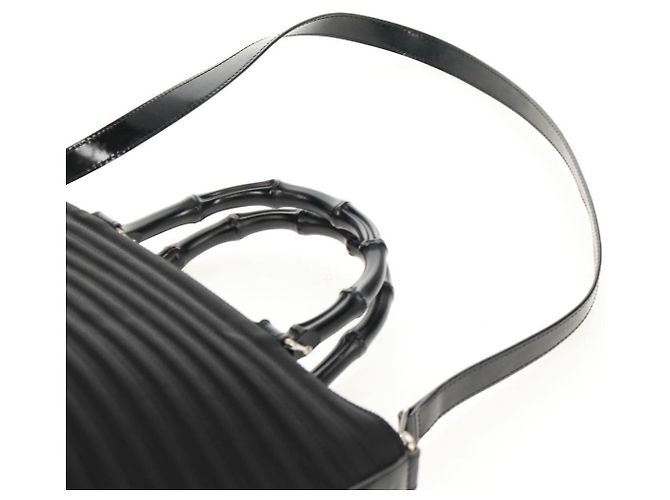 Borsa a mano Gucci Bamboo in nylon 2 vie nera argento 000 1705 0588 Auth 160486 Nero - vista 11