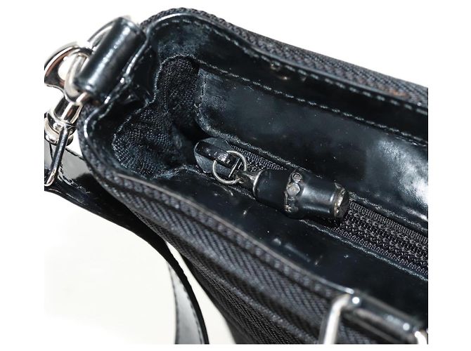 Borsa a mano Gucci Bamboo in nylon 2 vie nera argento 000 1705 0588 Auth 160486 Nero - vista 18