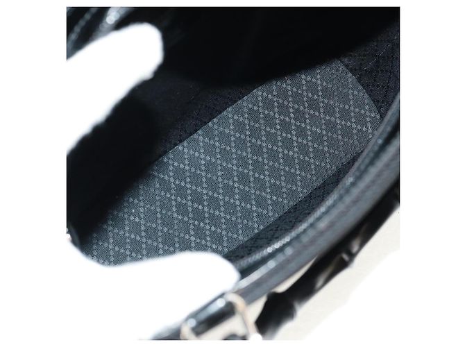 Borsa a mano Gucci Bamboo in nylon 2 vie nera argento 000 1705 0588 Auth 160486 Nero - vista 20