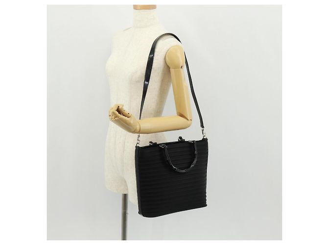 Borsa a mano Gucci Bamboo in nylon 2 vie nera argento 000 1705 0588 Auth 160486 Nero - vista 26