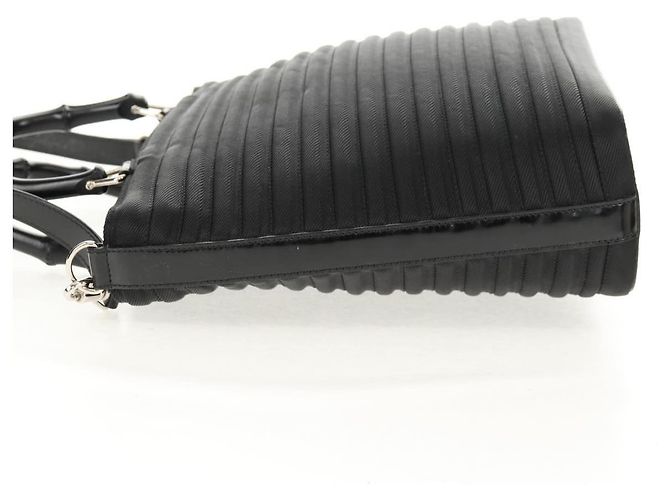 Borsa a mano Gucci Bamboo in nylon 2 vie nera argento 000 1705 0588 Auth 160486 Nero - vista 4