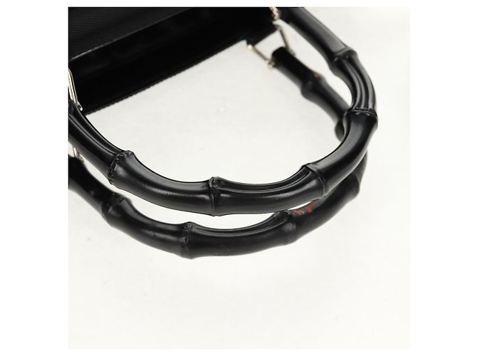 Borsa a mano Gucci Bamboo in nylon 2 vie nera argento 000 1705 0588 Auth 160486 Nero - vista 7