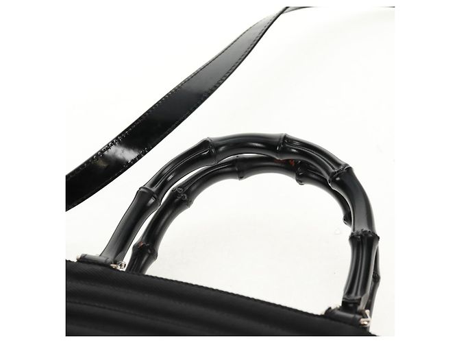 Borsa a mano Gucci Bamboo in nylon 2 vie nera argento 000 1705 0588 Auth 160486 Nero - vista 8